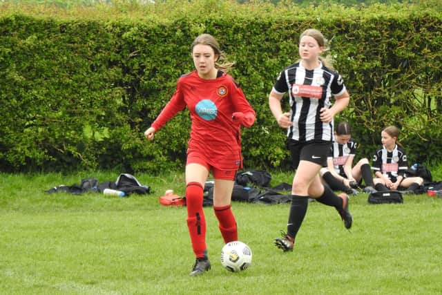 Scarborough Ladies FC U13s in action during their York FA Cup final win.