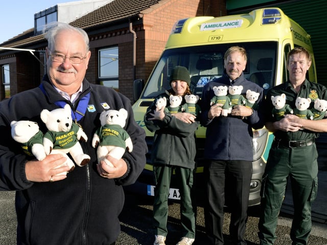 A delivery of Para Teds for the local ambulance station by the Bridlington Lions.