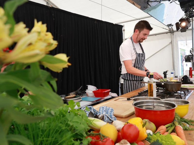 Chef Dan Hargreaves at the food exhibition tent.