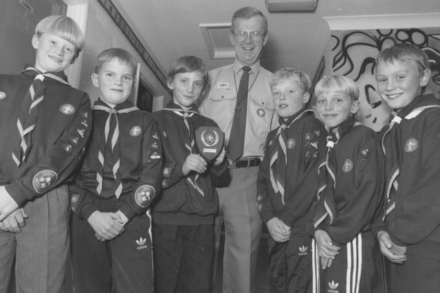 St Mark's Cub Scouts were the Masterminds of the district after winning the quiz competition at Maple Drive Cub Scout HQ. The winners, pictured with District Commisioner David Appleby, are, left to right, Alex Meek, Matthew Rule, Nick Ellmore, Matthew Hartley, Mark Hutchinson, and Philip Stewart. 