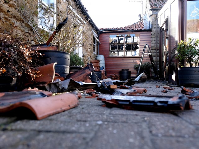The damage to the kitchen area