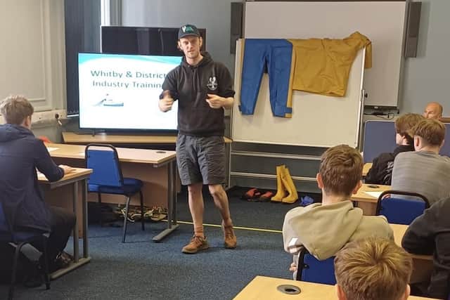 Joe Redfern of Whitby Lobster Hatchery gives a talk.