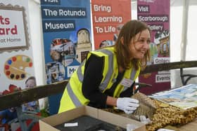 Christine Rostron, learning manager for Scarborough Museums Trust during the Yorkshire Fossil Festival organised by Scarborough Museums Trust