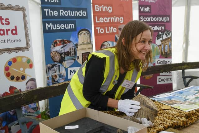 Christine Rostron, learning manager for Scarborough Museums Trust during the Yorkshire Fossil Festival organised by Scarborough Museums Trust