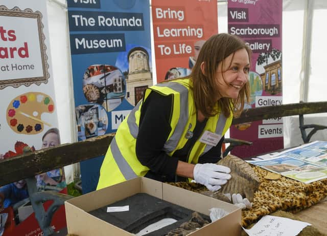 Christine Rostron, learning manager for Scarborough Museums Trust during the Yorkshire Fossil Festival organised by Scarborough Museums Trust