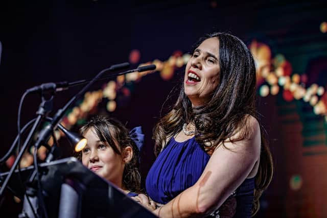 2025 Enterprise Vision Awards Hospitality Industry Highly Commended Lois Kirtlan with her daughter Hetty on stage