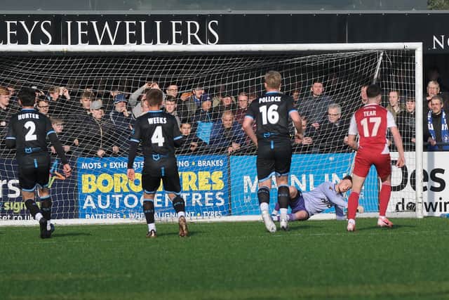 Boro striker Richie Bennett's penalty puts them 2-0 up against Chester. PHOTOS BY RICHARD PONTER