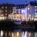 Whitby's The Angel Hotel at night.
w131122