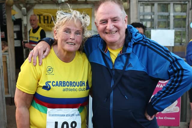 The first finisher on Handicap at the Sixth Summer SAC Handicap race was Sarah Peaker, left who was followed by Paul Grahamslaw.