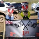 Five-year-old Frankie Robinson, centre, celebrates winning at the British Quad XC Championship.