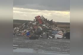 The large amount of mixed rubbish dumped between Castleton and Commondale on the North York Moors.