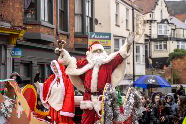 Santa waves to the crowd!