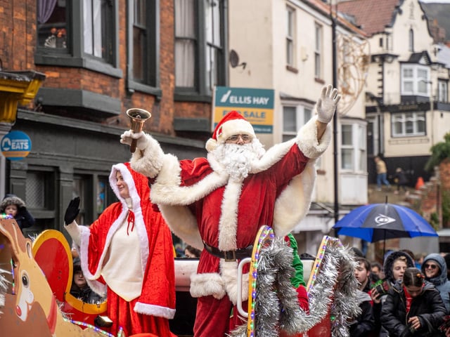 Santa waves to the crowd!