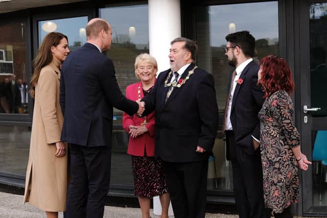 Cllr Margaret Atkinson was among dignitaries who welcomed the Prince and Princess of Wales to The Street earlier this month