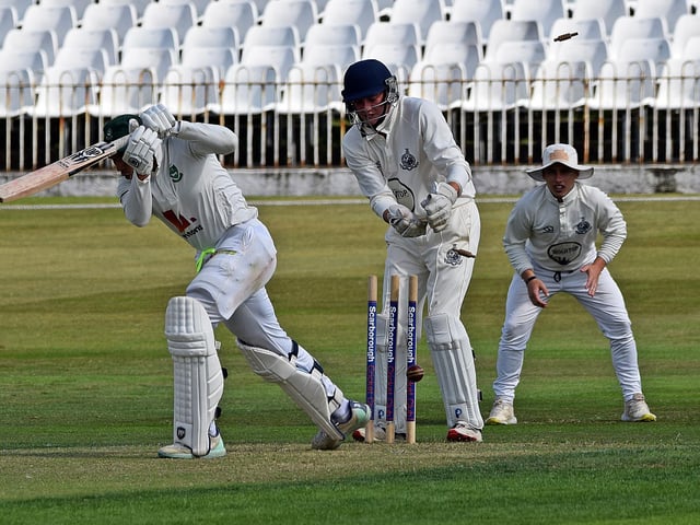 Diego Rosier is cleaned bowled by Jack Redshaw.