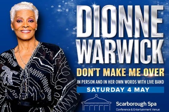 Dionne Warwick: Don’t Make Me Over will take place on May 4 at Scarborough Spa. Join Dionne while she guides you through a remarkable life story from her humble beginnings as a gospel singer in New Jersey to superstardom and one of the most recognisable and successful female voices of our time. The evening will feature live performance of her many hits and a salute to her unimpeachable catalogue of music. Dionne is joined on stage with interviewer Dave Wooley, her band plus a multimedia set up with LED screen.