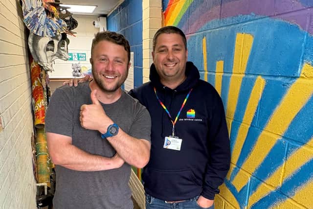 This is the Coast's Paddy Billington with Rainbow Centre Fundraising Officer James Howard