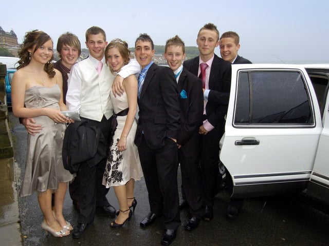 Graham School; Stretch limo arrival for these friends.