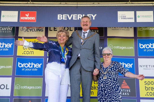 Local East Riding Councillors celebrated on the podium in Beverley.