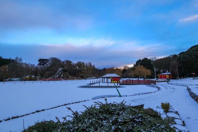 Scarborough's Peasholm Park looking wonderful in the early morning snow covering!
