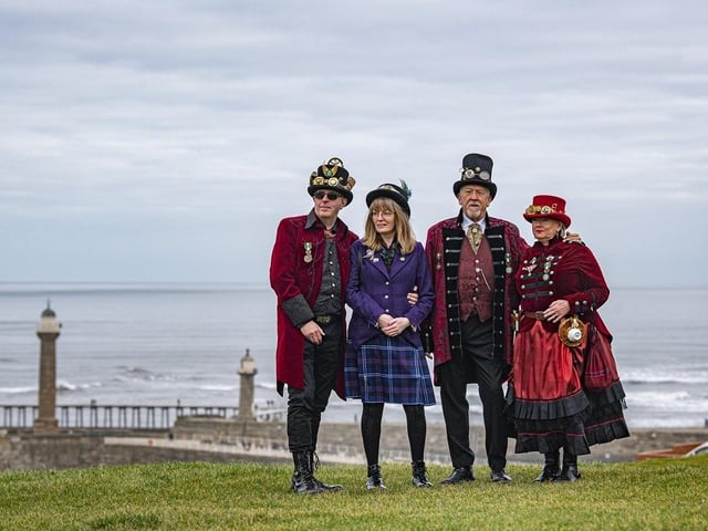 Andrew and Lynn Gaffney with Dave and Sue Nelson at the Whitby Steampunk event.