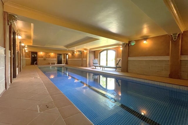 A luxurious leisure suite includes this indoor swimming pool.