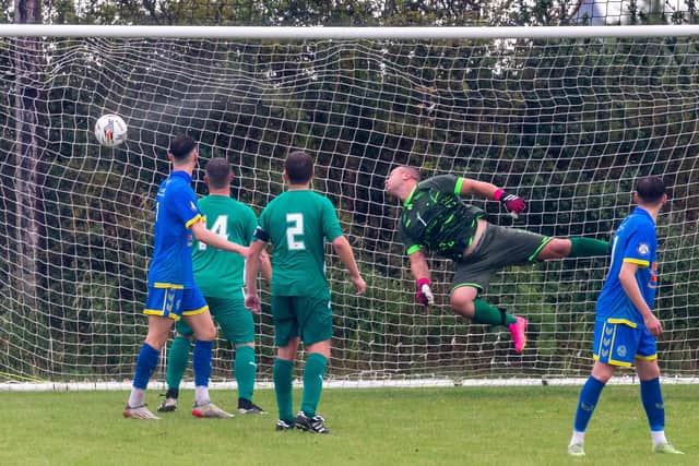 Park’s Matty Brown makes it 3-1 with a long-range strike. PHOTOS BY BRIAN MURFIELD