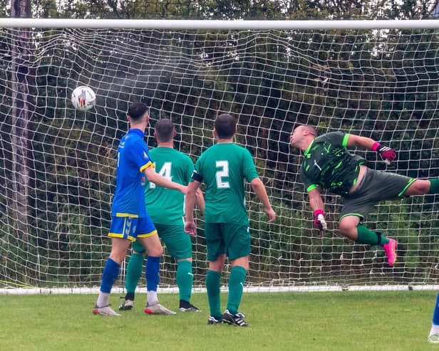 Park’s Matty Brown makes it 3-1 with a long-range strike. PHOTOS BY BRIAN MURFIELD