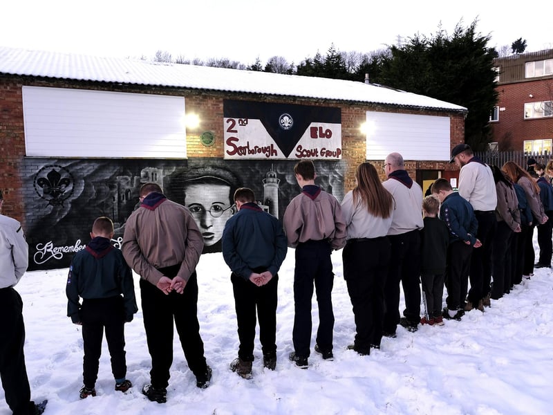 Scouts address a minute's silence.