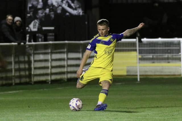 Jack Waldron in action v Spennymoor. Photo by Jack Boys