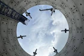 View from the bottom of a storage tank.