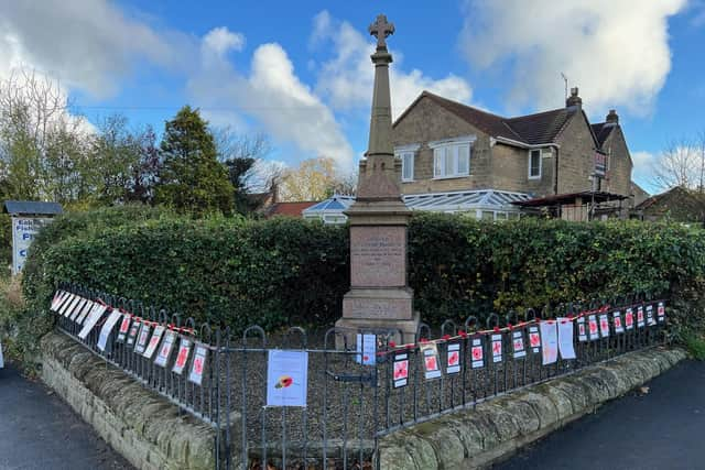 Sleights School children's work at the village war memorial.