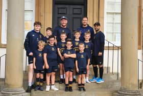 The Brid RUFC players and coaches before Sewerby parkrun.