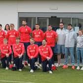 Thornton Dale Cricket Club's Cameron Cooper, second, from left, front row, lines up for England.