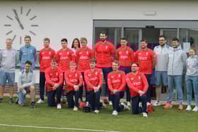 Thornton Dale Cricket Club's Cameron Cooper, second, from left, front row, lines up for England.