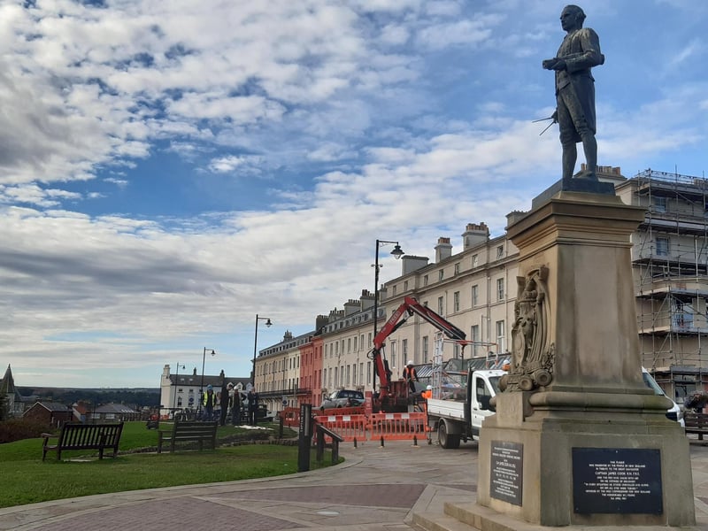 Captain Cook looks out on his new, temporary bone-less surroundings.