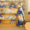 Children from St Hedda's Primary School in Egton Bridge check out the new community library at their school ahead of its official opening.