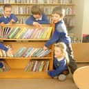 Children from St Hedda's Primary School in Egton Bridge check out the new community library at their school ahead of its official opening.