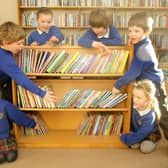 Children from St Hedda's Primary School in Egton Bridge check out the new community library at their school ahead of its official opening.