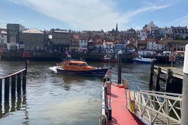 Whitby's all weather lifeboat setting off to rescue the stranded pleasureboat on Tuesday - Image RNLI/Ceri Oakes