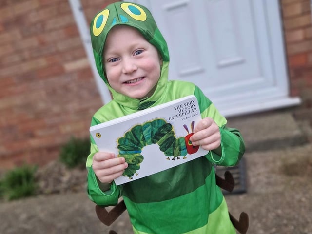 Arthur-john aged three as the Very Hungry Caterpillar.