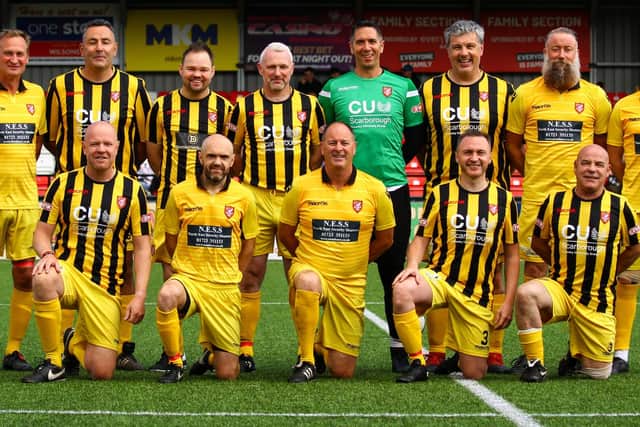 The Scarborough FC Old Boys line up before their Legends Game last weekend.