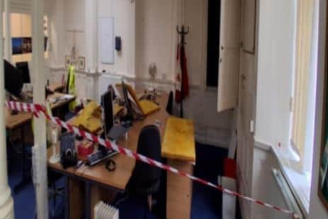 Cordoned off office space at Scarborough Town Hall campus.  Courtesy NYC.