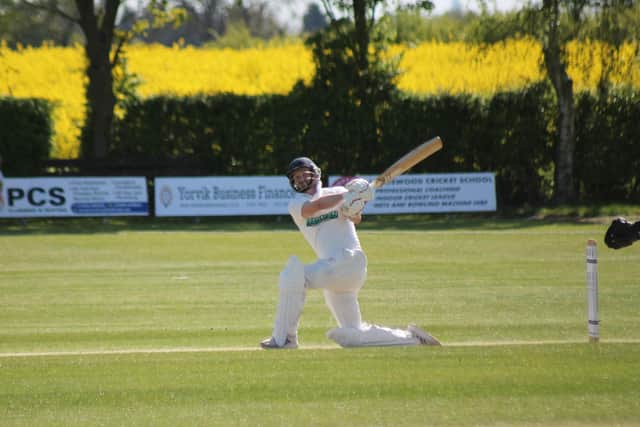 Woodhouse Grange's Lee Goddard on his way to his match-winning innings of 98. Photo by Phil Gilbank