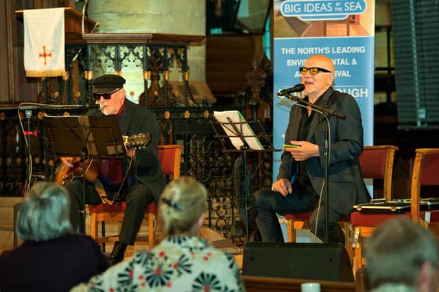 Dennis Greaves (left) and Mark Feltham of Nine Below Zero perform at St Mary's Church. Photo by Paul Wilson