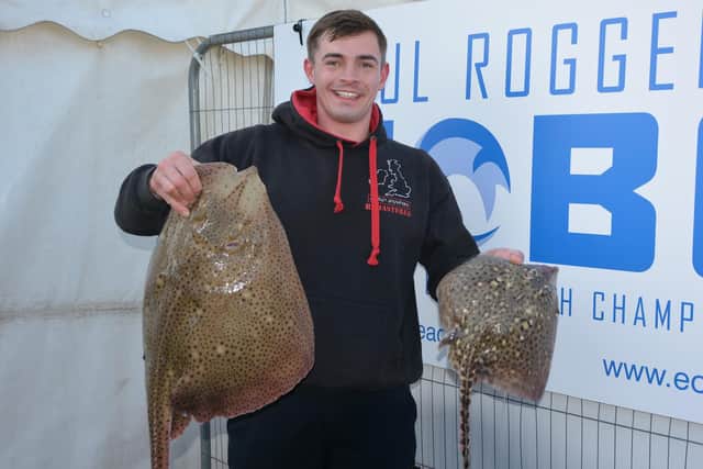 Scott Poultney, one of the winners last year, with his catch.