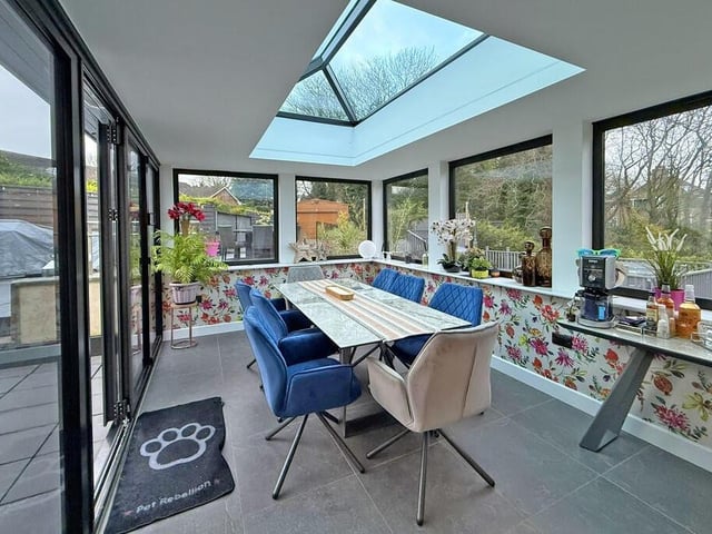 The oranery, currently in use as dining space.