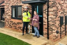 Mandy Maddison outside her new three-bedroom luxury home on the new Sparrman Gardens, in Whitby.