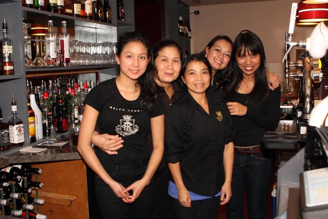 Bun, Yhik, Min, Ros and Nom serving the punters at Tuis Cocktail Bar in Malton.