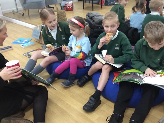 Airy Hill youngsters indulge in World Book Day activity.